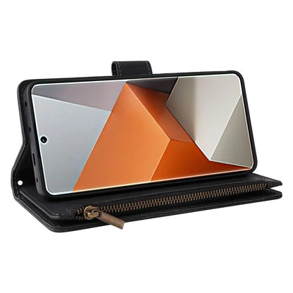 For Xiaomi Redmi Note 13 Pro+ 5G Zipper Pocket Phone Case PU Leather Protection Stand Cover