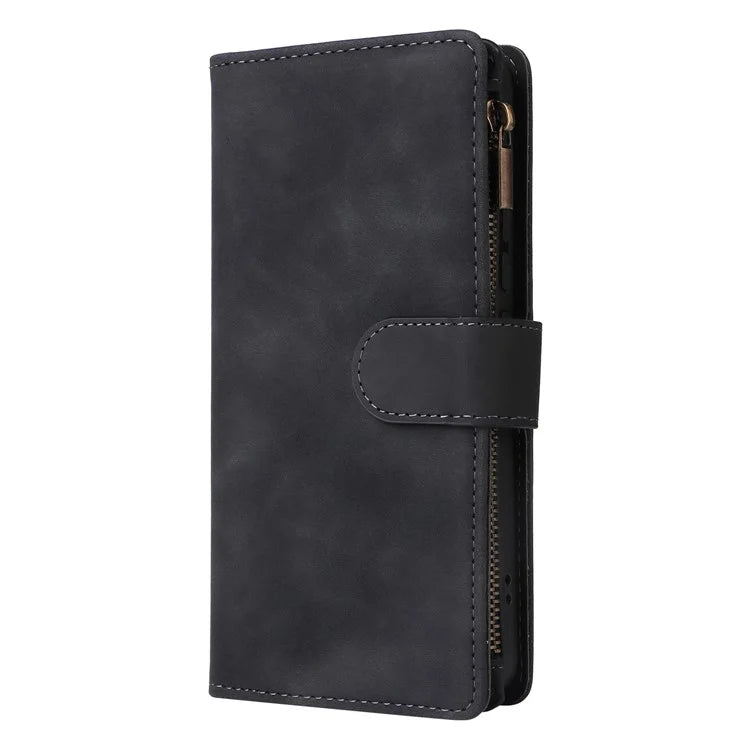 For Xiaomi Redmi Note 13 Pro+ 5G Zipper Pocket Phone Case PU Leather Protection Stand Cover