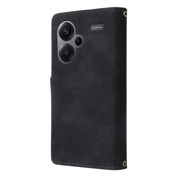 For Xiaomi Redmi Note 13 Pro+ 5G Zipper Pocket Phone Case PU Leather Protection Stand Cover
