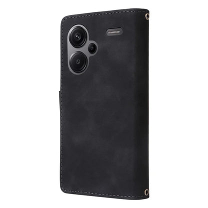 For Xiaomi Redmi Note 13 Pro+ 5G Zipper Pocket Phone Case PU Leather Protection Stand Cover