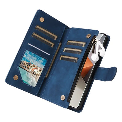 For Xiaomi Redmi Note 13 Pro+ 5G Zipper Pocket Phone Case PU Leather Protection Stand Cover