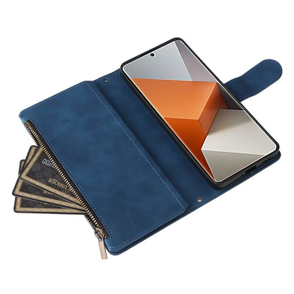For Xiaomi Redmi Note 13 Pro+ 5G Zipper Pocket Phone Case PU Leather Protection Stand Cover