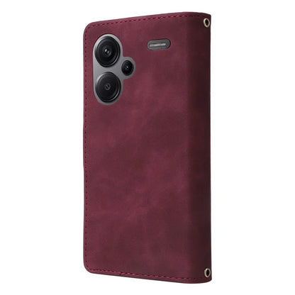 For Xiaomi Redmi Note 13 Pro+ 5G Zipper Pocket Phone Case PU Leather Protection Stand Cover