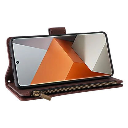 For Xiaomi Redmi Note 13 Pro+ 5G Zipper Pocket Phone Case PU Leather Protection Stand Cover