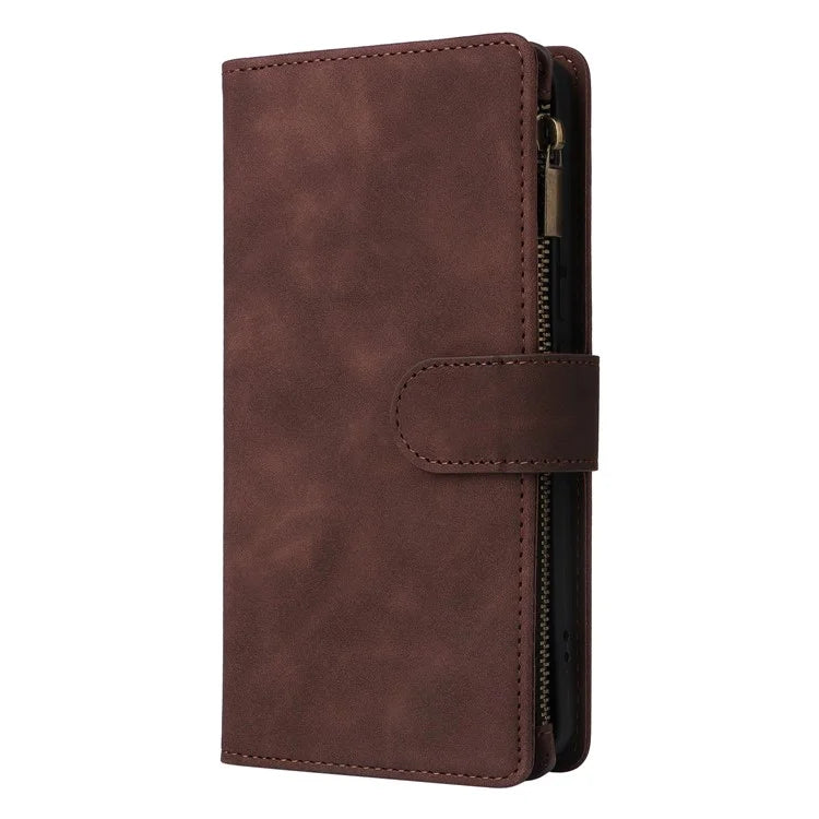 For Xiaomi Redmi Note 13 Pro+ 5G Zipper Pocket Phone Case PU Leather Protection Stand Cover