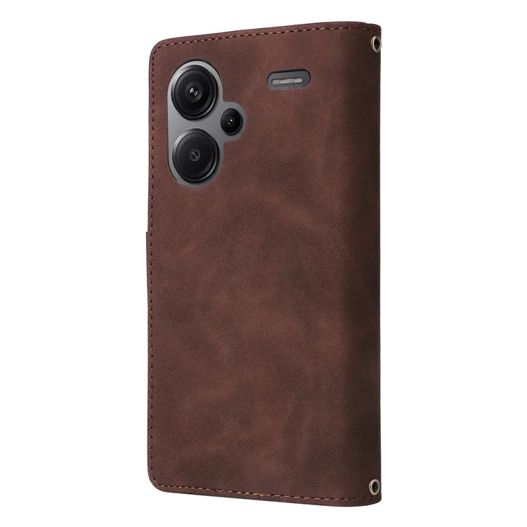 For Xiaomi Redmi Note 13 Pro+ 5G Zipper Pocket Phone Case PU Leather Protection Stand Cover