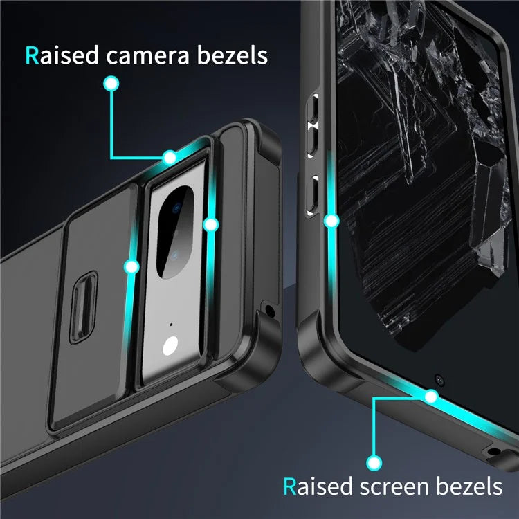 For Google Pixel 7 5G Case Slide Camera Shield PC+TPU Bump Proof Cell Phone Cover