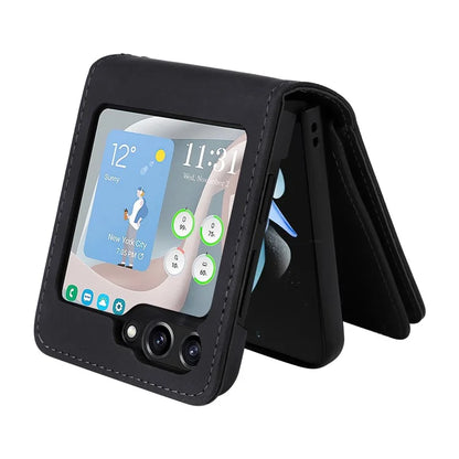 For Samsung Galaxy Z Flip5 5G Cell Phone Case Zipper Wallet Leather Cover with Long and Short Straps