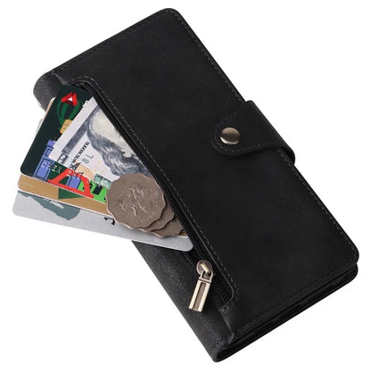 For iPhone 12 6.1 inch Case PU Leather Rivet Decor 9 Card Slots Phone Cover