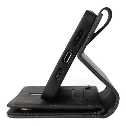 For iPhone 12 6.1 inch Case PU Leather Rivet Decor 9 Card Slots Phone Cover