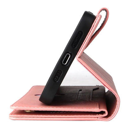 For iPhone 12 6.1 inch Case PU Leather Rivet Decor 9 Card Slots Phone Cover