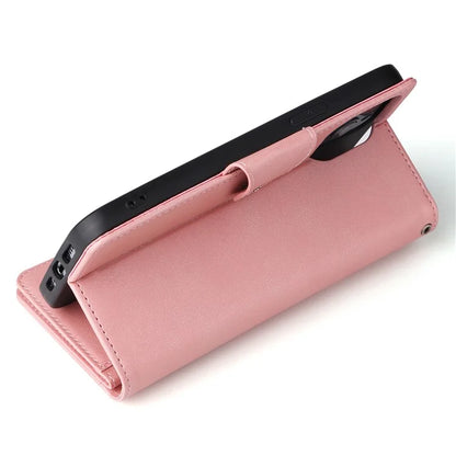 For iPhone 12 6.1 inch Case PU Leather Rivet Decor 9 Card Slots Phone Cover
