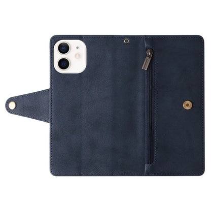 For iPhone 12 6.1 inch Case PU Leather Rivet Decor 9 Card Slots Phone Cover