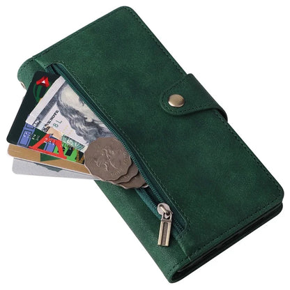 For iPhone 12 6.1 inch Case PU Leather Rivet Decor 9 Card Slots Phone Cover