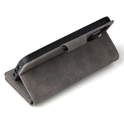 For iPhone 12 6.1 inch Case PU Leather Rivet Decor 9 Card Slots Phone Cover