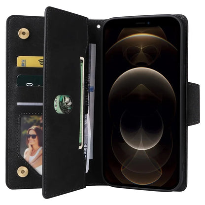 For iPhone 12 Pro Max Case Rivet Decor PU Leather Wallet Flip Phone Cover