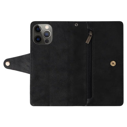 For iPhone 12 Pro Max Case Rivet Decor PU Leather Wallet Flip Phone Cover