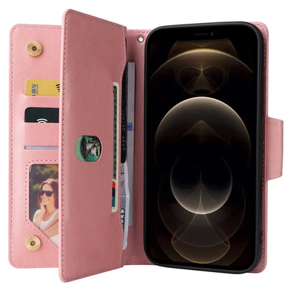 For iPhone 12 Pro Max Case Rivet Decor PU Leather Wallet Flip Phone Cover