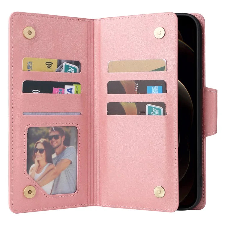 For iPhone 12 Pro Max Case Rivet Decor PU Leather Wallet Flip Phone Cover