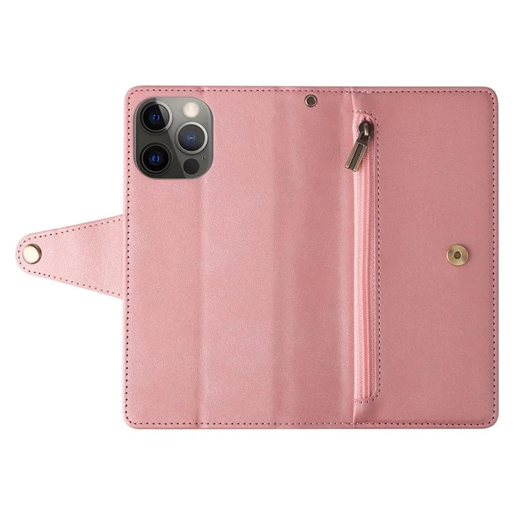For iPhone 12 Pro Max Case Rivet Decor PU Leather Wallet Flip Phone Cover