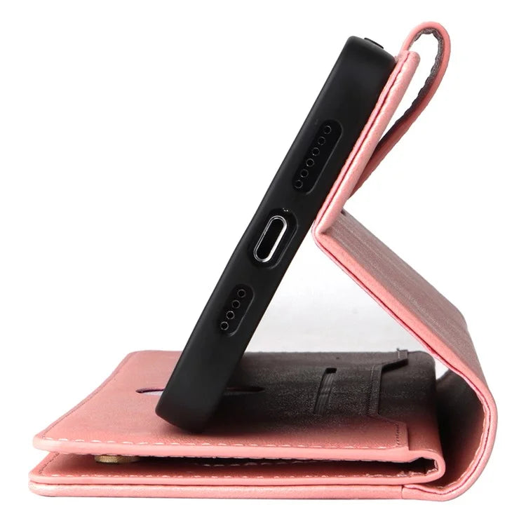 For iPhone 12 Pro Max Case Rivet Decor PU Leather Wallet Flip Phone Cover
