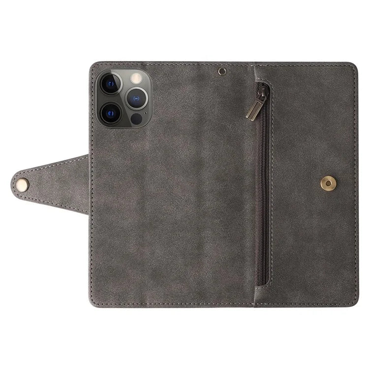 For iPhone 12 Pro Max Case Rivet Decor PU Leather Wallet Flip Phone Cover