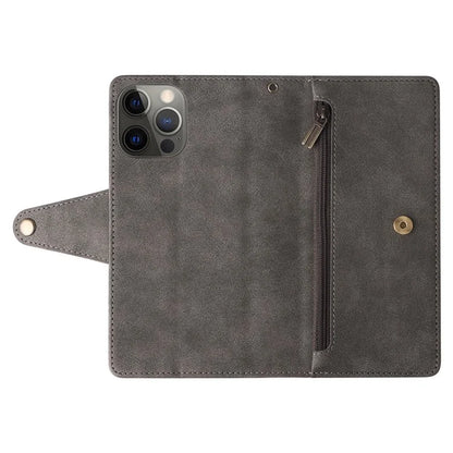 For iPhone 12 Pro Max Case Rivet Decor PU Leather Wallet Flip Phone Cover