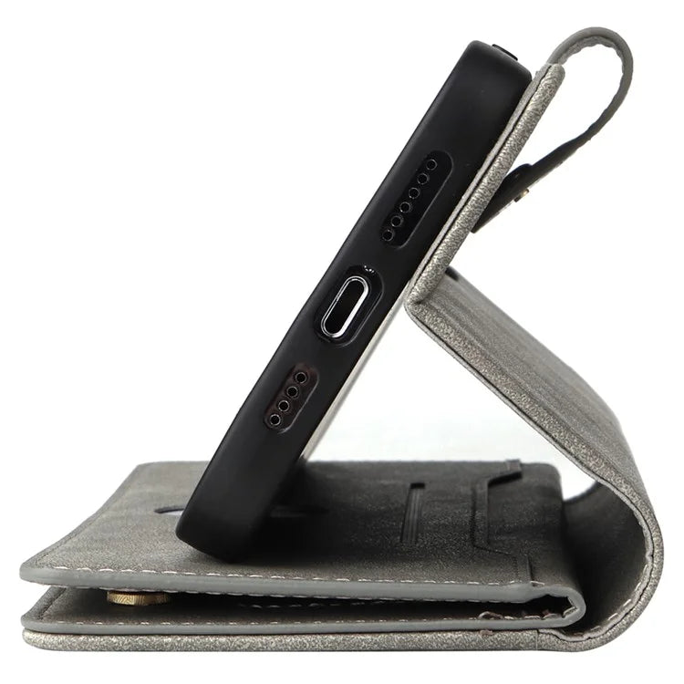 For iPhone 12 Pro Max Case Rivet Decor PU Leather Wallet Flip Phone Cover