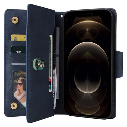 For iPhone 12 Pro Max Case Rivet Decor PU Leather Wallet Flip Phone Cover