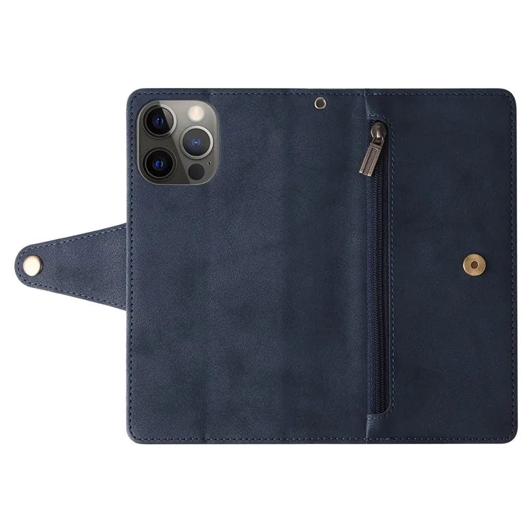 For iPhone 12 Pro Max Case Rivet Decor PU Leather Wallet Flip Phone Cover