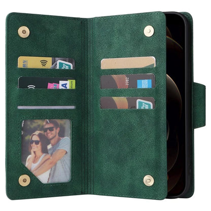 For iPhone 12 Pro Max Case Rivet Decor PU Leather Wallet Flip Phone Cover