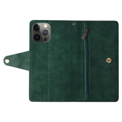 For iPhone 12 Pro Max Case Rivet Decor PU Leather Wallet Flip Phone Cover