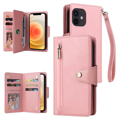 For iPhone 12 mini Shockproof Case Rivet Decor PU Leather Phone Cover