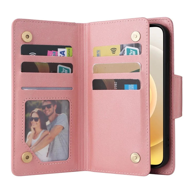 For iPhone 12 mini Shockproof Case Rivet Decor PU Leather Phone Cover