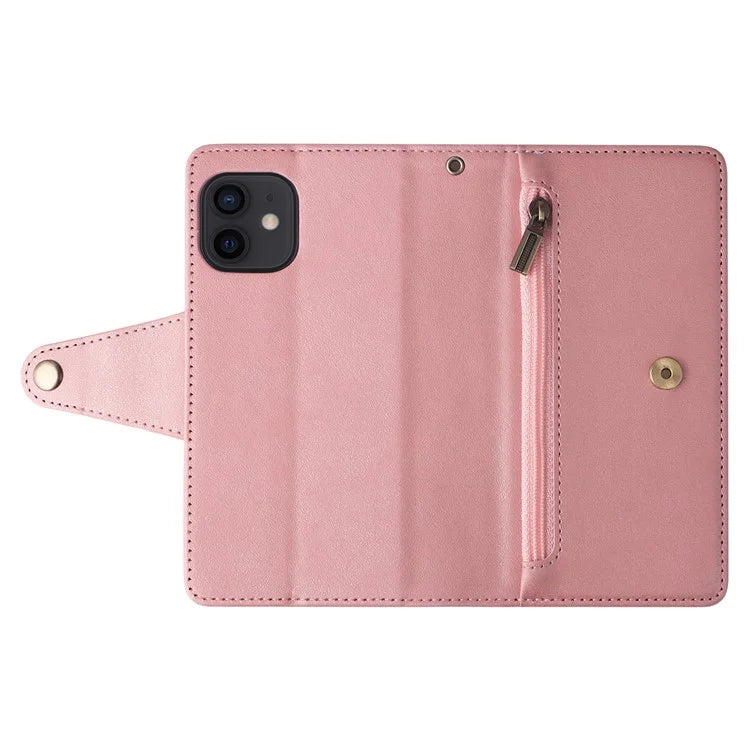 For iPhone 12 mini Shockproof Case Rivet Decor PU Leather Phone Cover