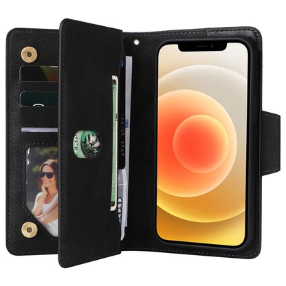 For iPhone 12 mini Shockproof Case Rivet Decor PU Leather Phone Cover