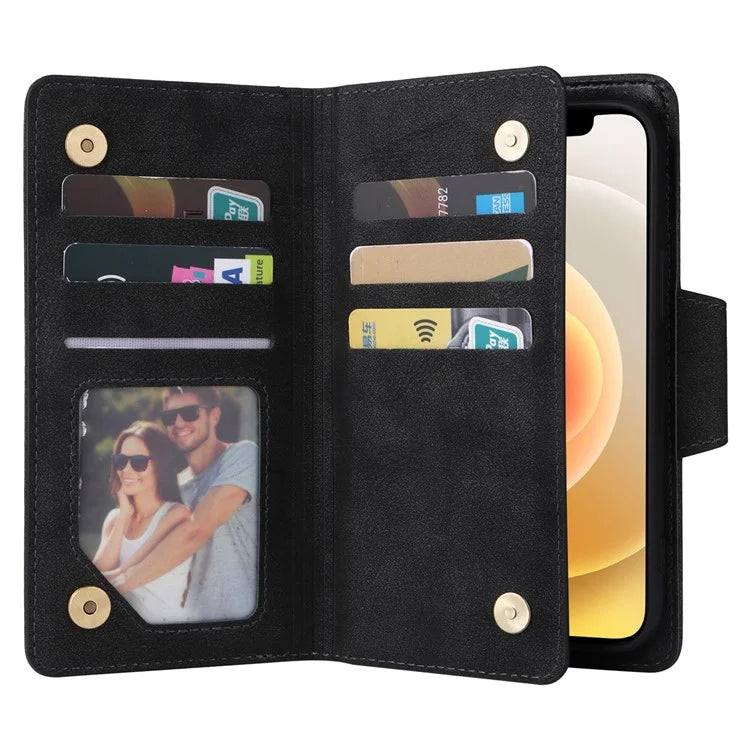 For iPhone 12 mini Shockproof Case Rivet Decor PU Leather Phone Cover