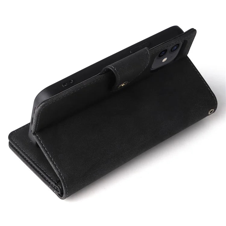 For iPhone 12 mini Shockproof Case Rivet Decor PU Leather Phone Cover