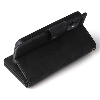 For iPhone 12 mini Shockproof Case Rivet Decor PU Leather Phone Cover