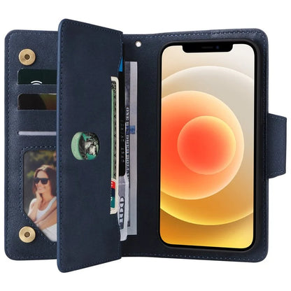 For iPhone 12 mini Shockproof Case Rivet Decor PU Leather Phone Cover
