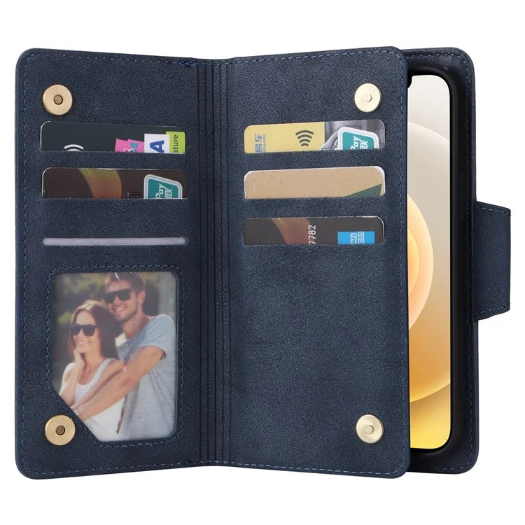 For iPhone 12 mini Shockproof Case Rivet Decor PU Leather Phone Cover