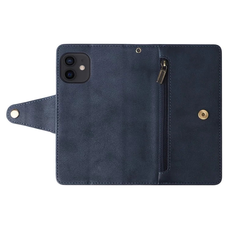 For iPhone 12 mini Shockproof Case Rivet Decor PU Leather Phone Cover