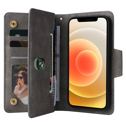 For iPhone 12 mini Shockproof Case Rivet Decor PU Leather Phone Cover