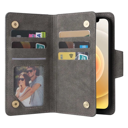 For iPhone 12 mini Shockproof Case Rivet Decor PU Leather Phone Cover