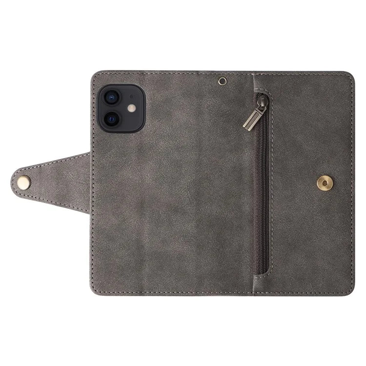 For iPhone 12 mini Shockproof Case Rivet Decor PU Leather Phone Cover