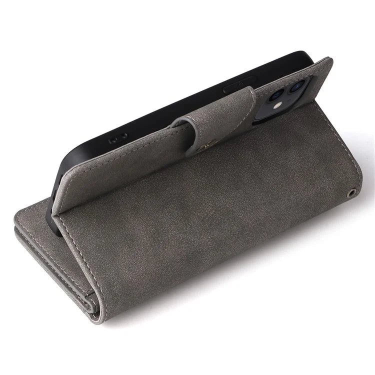 For iPhone 12 mini Shockproof Case Rivet Decor PU Leather Phone Cover
