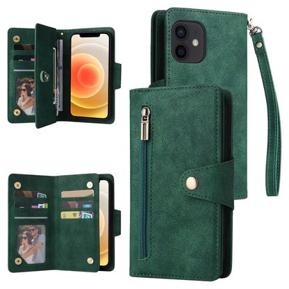 For iPhone 12 mini Shockproof Case Rivet Decor PU Leather Phone Cover