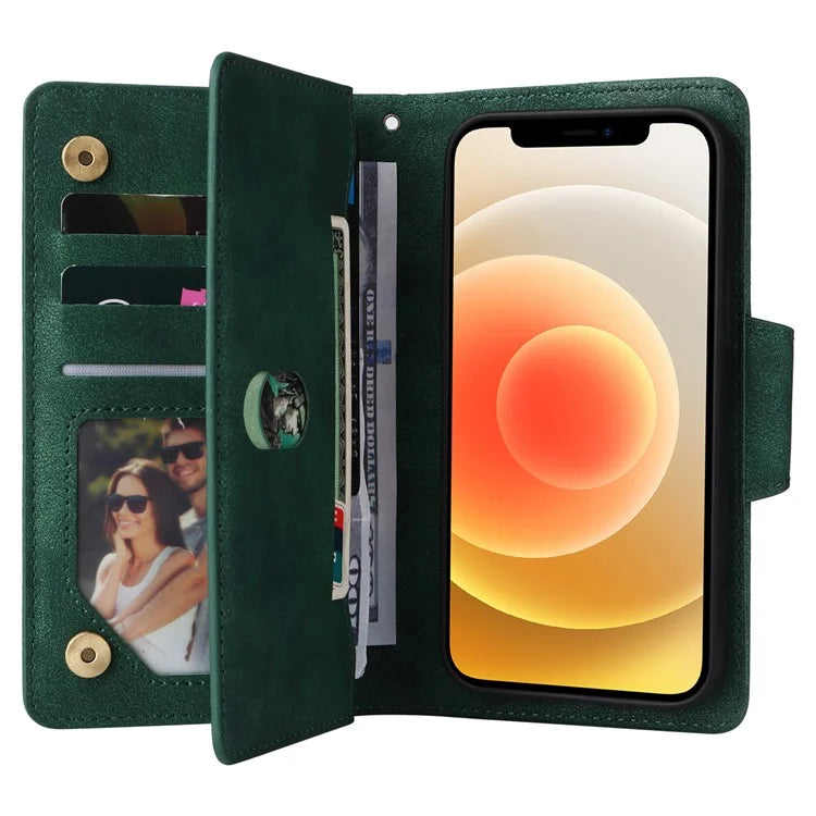 For iPhone 12 mini Shockproof Case Rivet Decor PU Leather Phone Cover
