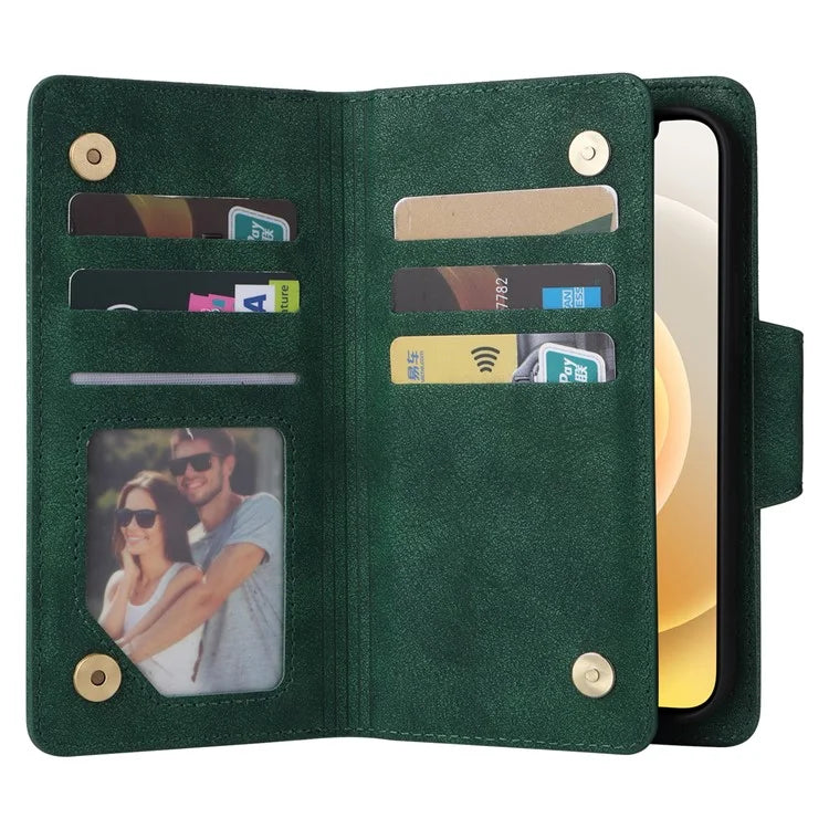 For iPhone 12 mini Shockproof Case Rivet Decor PU Leather Phone Cover