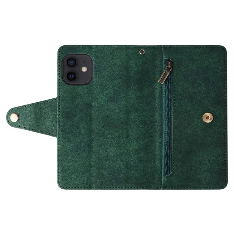 For iPhone 12 mini Shockproof Case Rivet Decor PU Leather Phone Cover